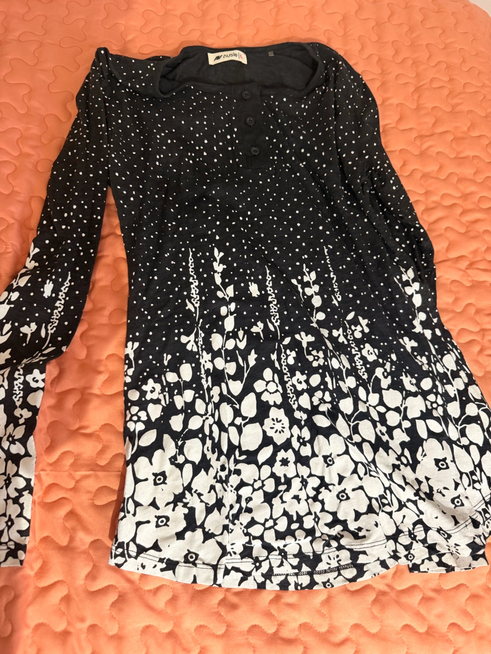 Women's Black & White Floral Print Skirt